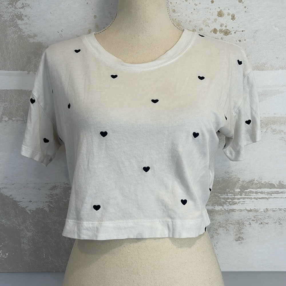 Cropped Floating Hearts Tee by Sundown by Splendid